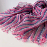 Scarvii - Stripe Cotton Linen Long Scarf & Shawl: 5ROSE