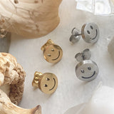 "Don't Worry, Be Happy" Happy Face Stud Earrings in Silver