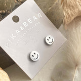 "Don't Worry, Be Happy" Happy Face Stud Earrings in Silver