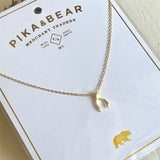 "Wish" Wishbone Charm Necklace in Gold