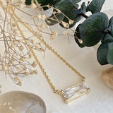 "Marseille" Baguette Charm Necklace in Silver or Gold