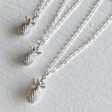 "Aloha" Tiny Pineapple Charm Necklace in Silver