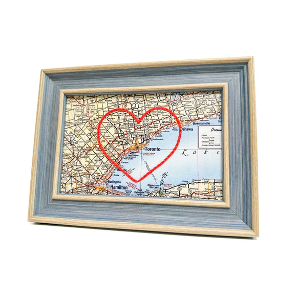 Toronto Heart Map - Blue Rustic Frame