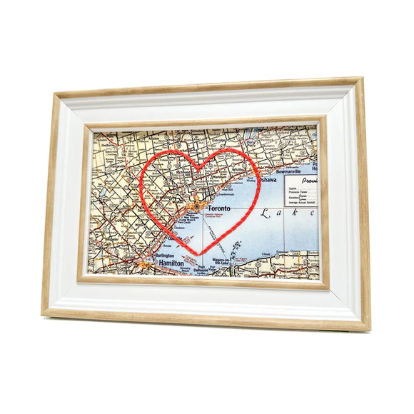 Toronto Heart Map - White Rustic Frame