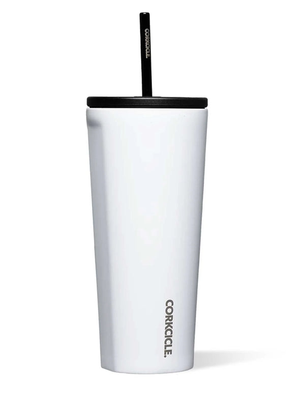 Corkcicle COLD CUP INSULATED TUMBLER WITH STRAW Gloss White