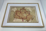 Canada Maple Leaf Map - White Rustic Frame