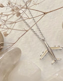 "Jet Set" Airplane Charm Necklace in Gold or Silver