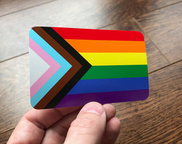Pride WATERPROOF Progress Flag Rainbow LGBTQAA Stickers- Large