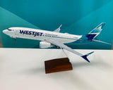WestJet 737-MAX 8 Model Airplane - Wooden Stand 1:100