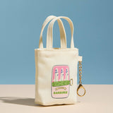 Mini Canvas Pouch Bag Charm with Sardine Graphic