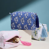 Pink Quilted Seashell Cosmetic Pouch – Zipper Makeup Bag with Tassel: Pink