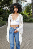Embroidered Floral Vine Lightweight Kimono - Long Sleeve: Cream