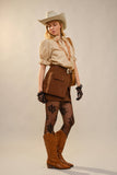 Embroidered Scallop Collar Puff Sleeve Top: TAUPE
