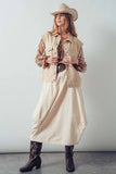 Western Sunset Embroidered Denim Vest: OATMEAL