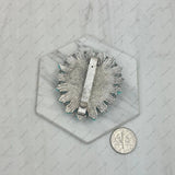 Silver metal with blue turquoise stone western rag slide