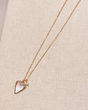 Mother of Pearl Rhinestone Heart Outline Necklace