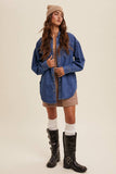 Heart Detail Oversized Denim Shirt: Light Denim