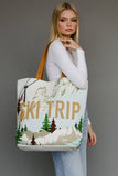 Lt. Blue Ski Trip Scene Tote