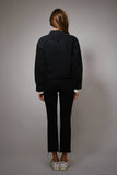 Horse Embroidered Cropped Denim Shirt: WASHED BLACK