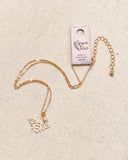 Textured Brass Bee Gold Charm Necklace