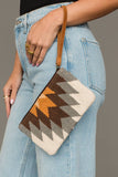 White, Gray & Camel Western Wristlet