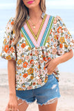 Summer Fashion Crochet Boho Half Sleeve Floral Blouse