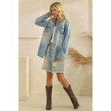 Denim Jacket with Horse Embroidery: Medium Wash