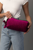 Panache - Fuchsia & Green Velvet Ribbed Travel Pouch