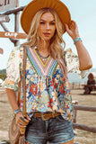 Summer Fashion Crochet Boho Half Sleeve Floral Blouse