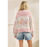 Sweater with Horse Print: Pink