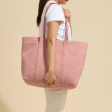 Luxe Terry Irregular Grid Pattern Tote Bag