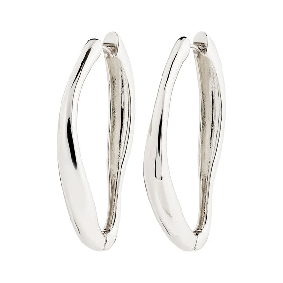 Pilgrim - DUNE Recycled Large Oval Hoop Earrings Silver