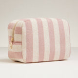 Striped Terry Fabric Travel Pouch: Pink
