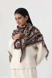 Women Paisley Print Tassel Triangle Scarf Warm Shawl Wrap: Brown