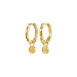 Pilgrim - FIRE recycled spiral pendant hoop earrings - Gold