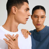 Pilgrim - BETWEEN recycled tiger eye stone ring - Gold