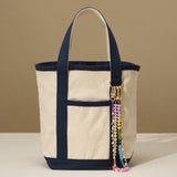 Colorful Beaded Bag Charm with Gold Clasp Trendy Accessory: Blue