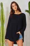 Boat Neck Solid Top: BLACK