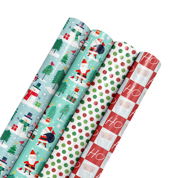 Holiday Reversible Wrapping Paper Bundle 4-pack
