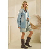 Denim Jacket with Horse Embroidery: Medium Wash