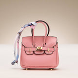Mini Faux Leather Bag Charm with Scarf Detail