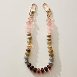Mixed Bead Bag Keychain with Gold Clasps: Natural