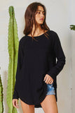 Boat Neck Solid Top: BLACK