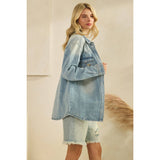 Denim Jacket with Horse Embroidery: Medium Wash