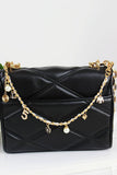 Inspired Pearl&Leather Interwoven Bag Charm Chain Strap: White