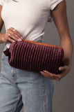 Panache - Purple & Orange Velvet Ribbed Travel Pouch
