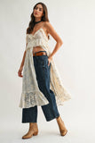 Sheer Floral Lace Ruffle Cover Up Top: CREAM