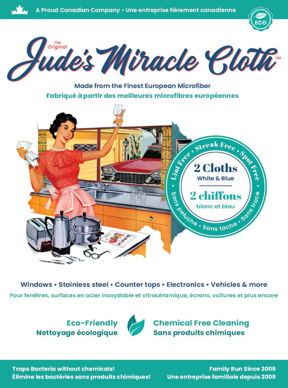 Jude's Miracle Cloth - 2 Pack - 1 White Cloth & 1 Blue Cloth