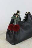 Genuine Rabbit Fur Cherry Bag Charm – Plush Bag Accent