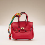 Mini Faux Leather Bag Charm with Scarf Detail